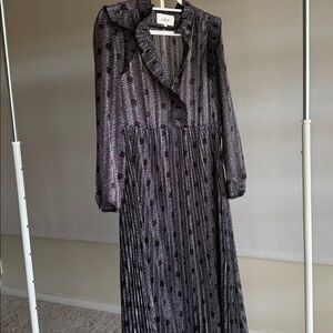 ba&sh Paris Bohemian Midi Long Sleeve Dress